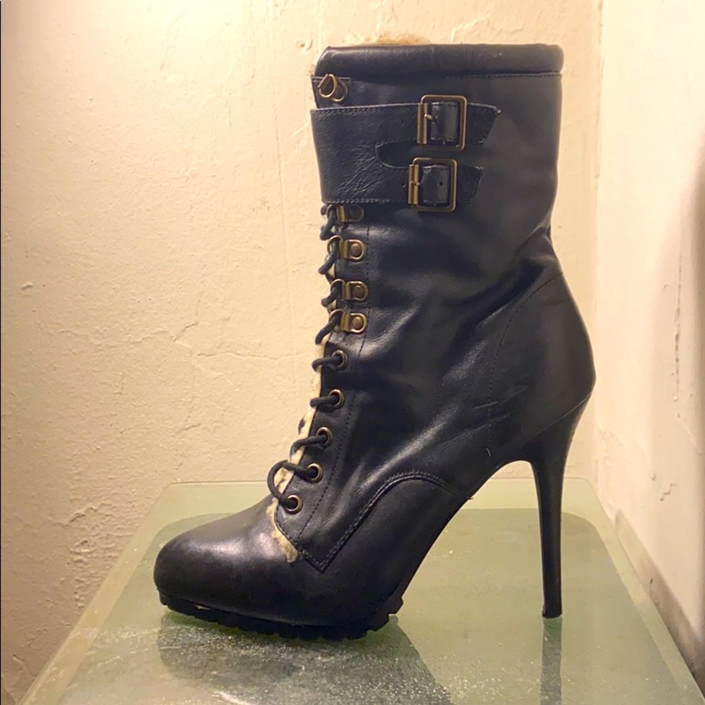 Aldo black genuine leather heeled boots